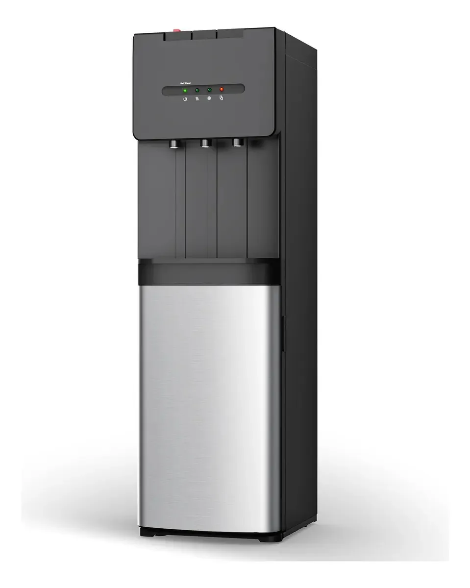 Dispensador de água autolimpante preto de 3 temperaturas