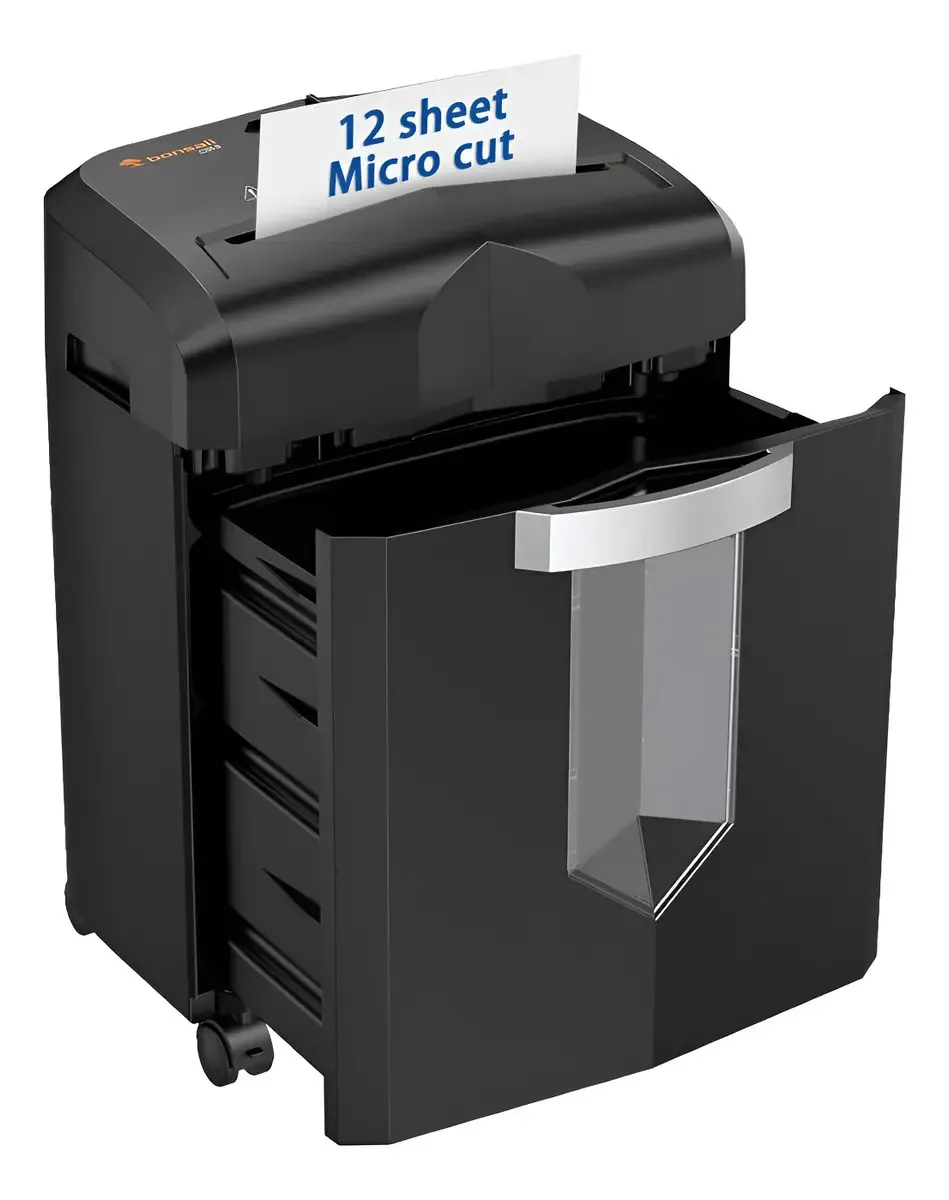 Triturador de papel microcortado Bonsaii de 12 folhas | Ti. Negro