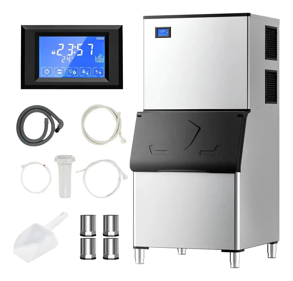 Máquina de fazer gelo comercial Euhomy, 800 libras/24 horas