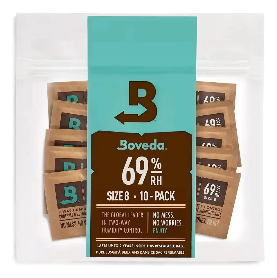 Boveda 2-Way Moisture Control 69% Rh Chico 8 gramas, pacote com 10 unidades, bege