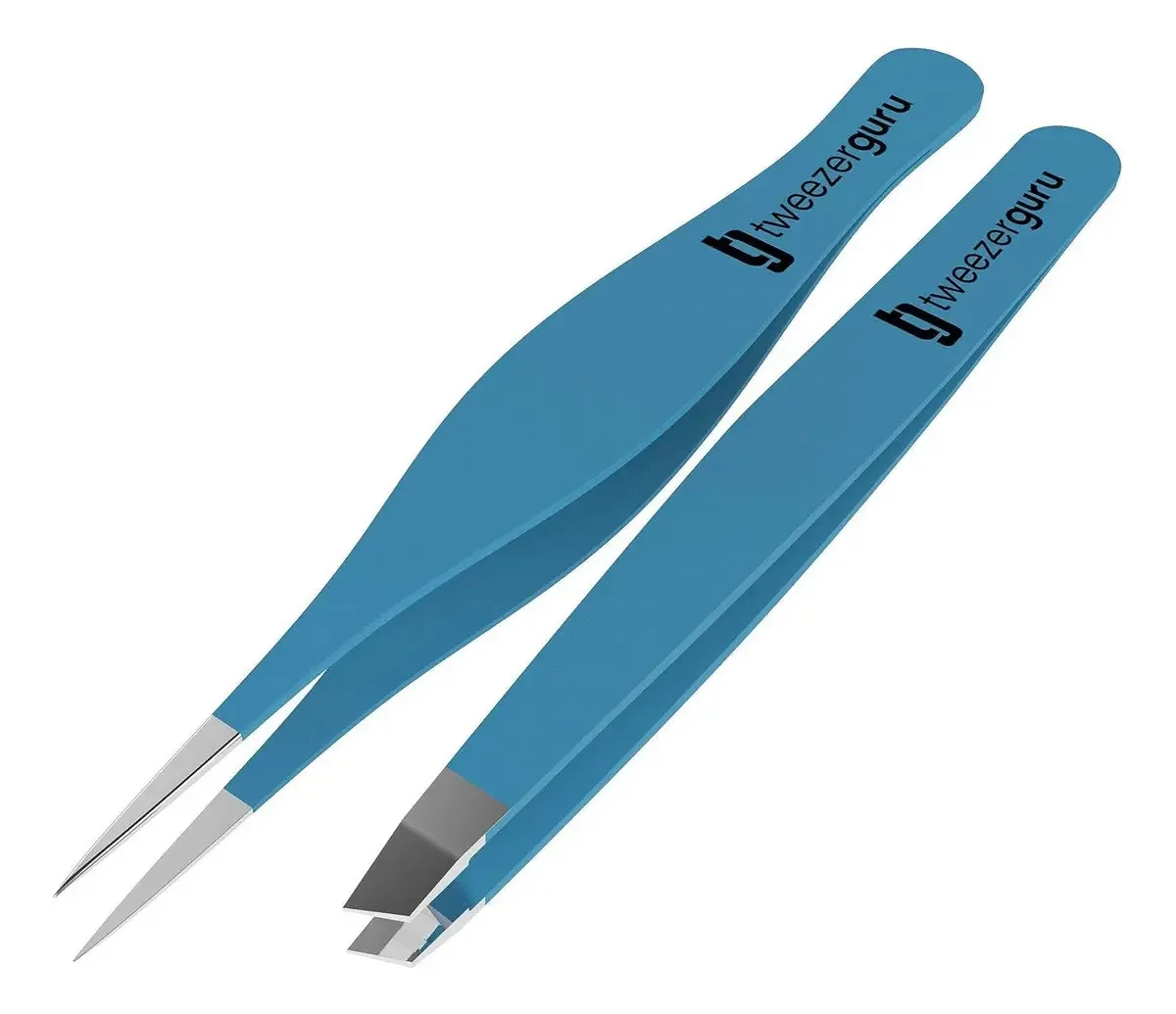 Conjunto de pinças, conjunto de pinças para sobrancelhas pontiagudas e ponta inclinada de aço inoxidável Tweezerguru, de alta precisão para remover pelos faciais, pelos encravados, lascas, pontos