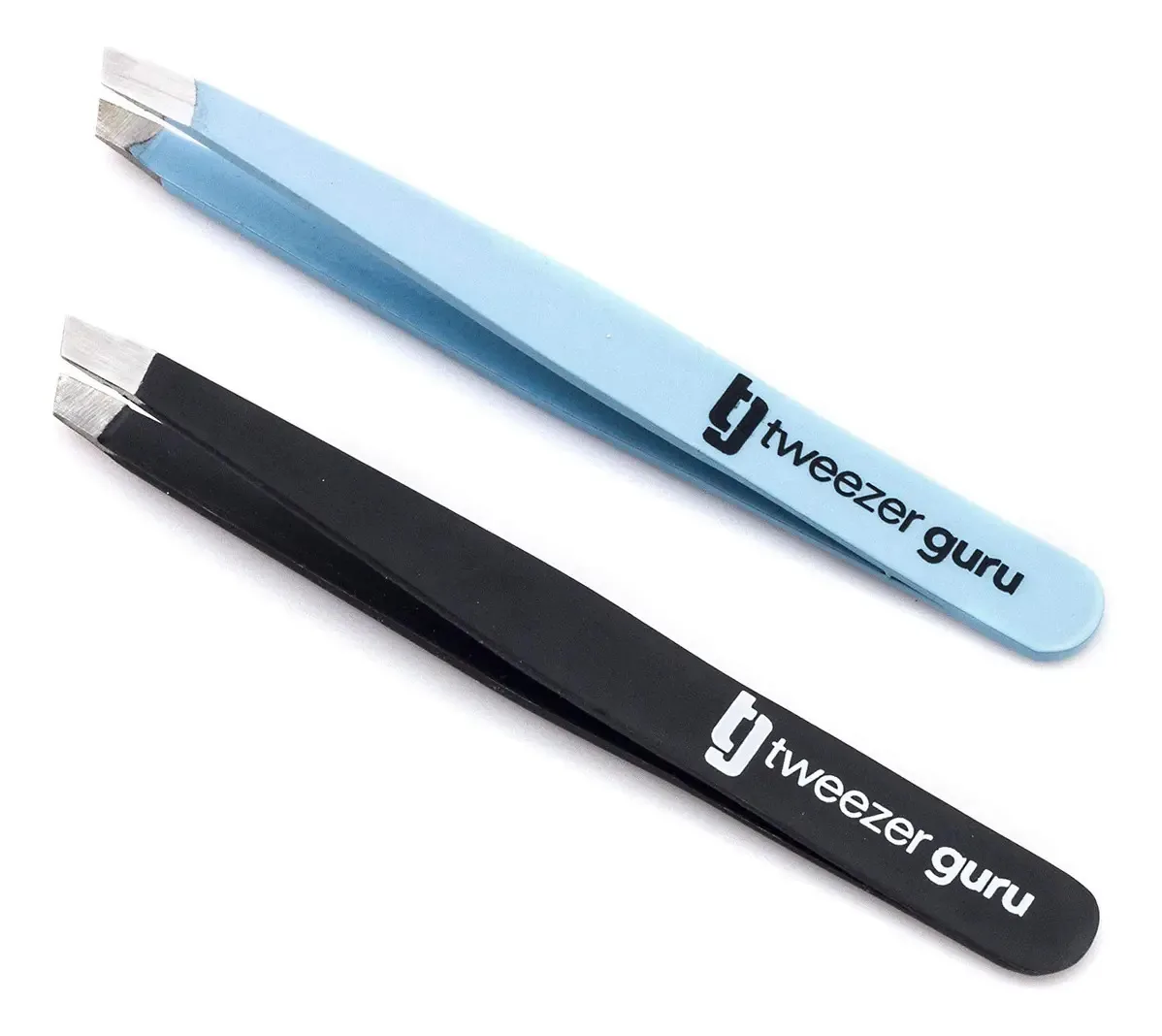 Pinças Tweezer Guru para mulheres, 2 pinças de precisão, incluindo cor preta e azul celeste