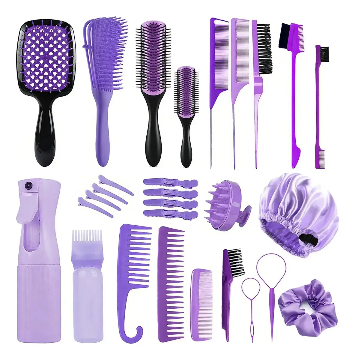 28 kits de clipes de cabelo de chuveiro Pentes para pentes, escova violeta
