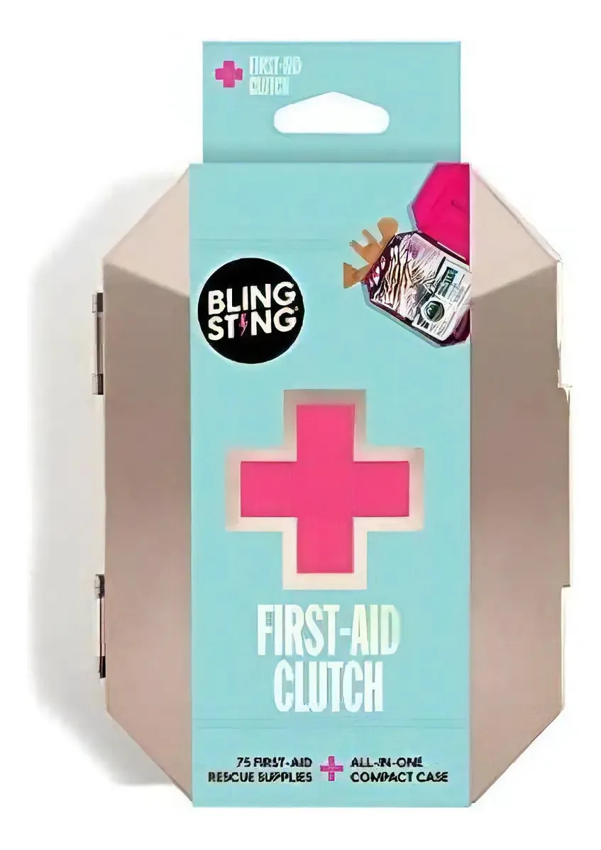 Bolsa de primeiros socorros Blingsting, 75 itens essenciais de emergência, kit de primeiros socorros, estojo de viagem em metal dourado rosa