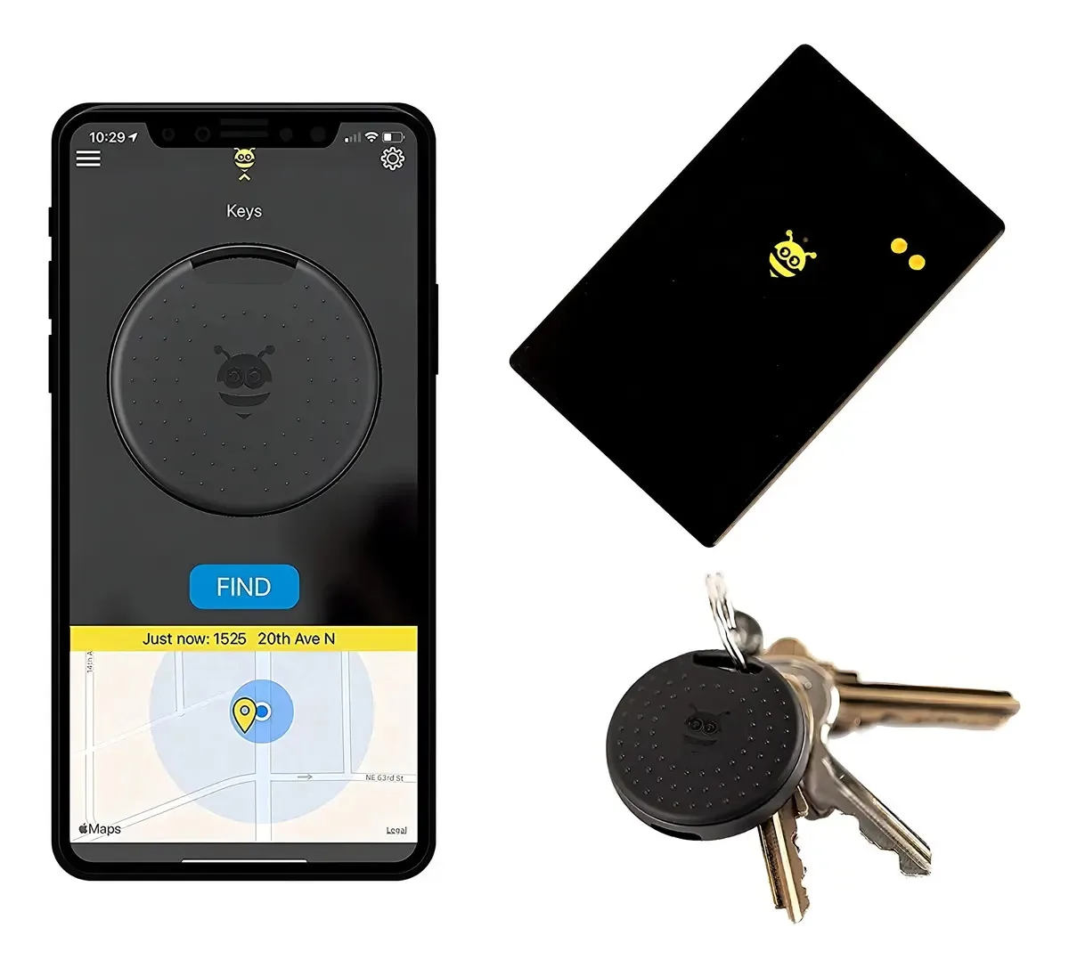 Localizador Pebblebee, dispositivo de rastreamento de 2 peças, preto