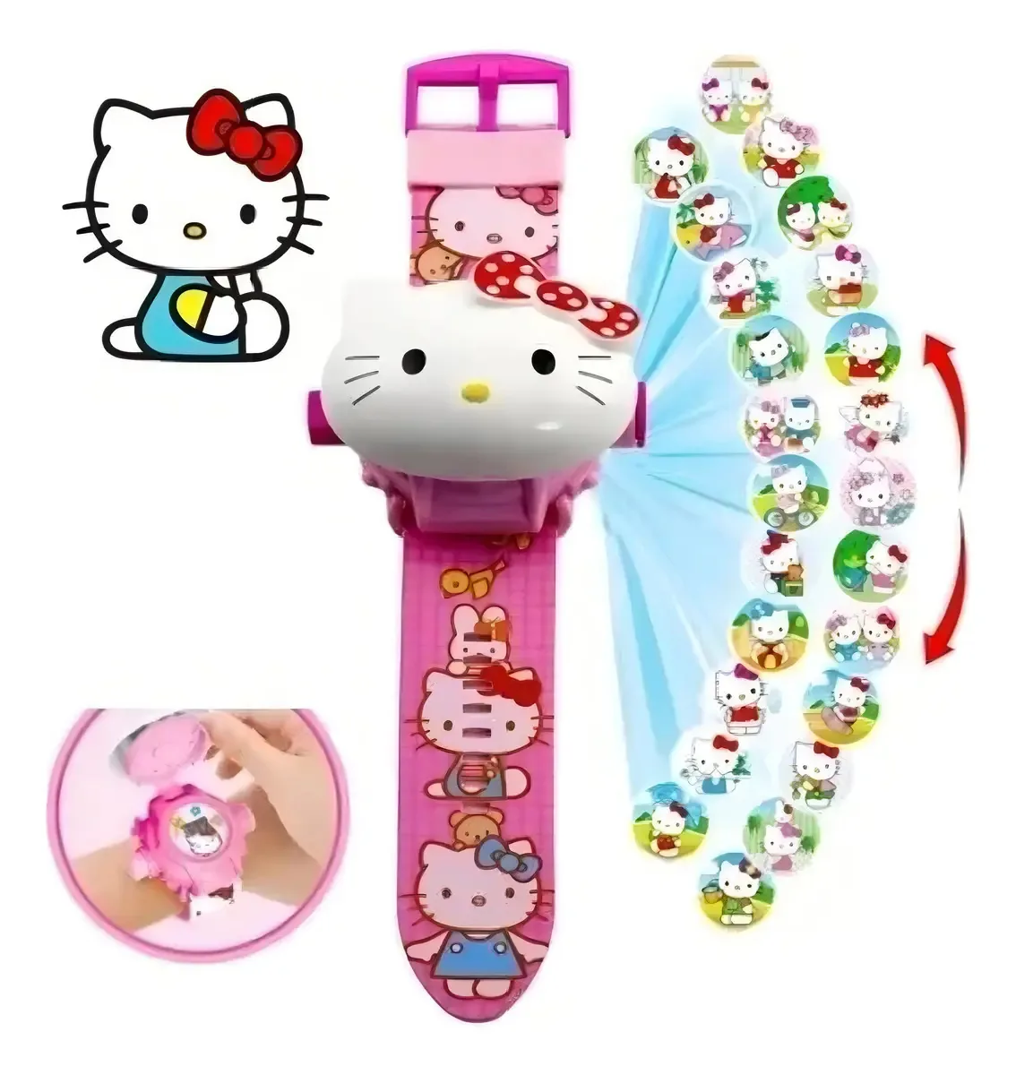Relógio de pulseira com projetor infantil Hello Kitty 24 imagens