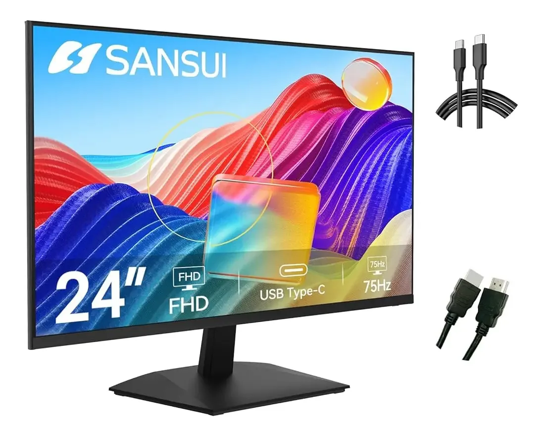 Monitor Sansui Monitor de PC FHD de 24 polegadas com tipo USB