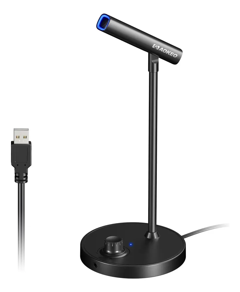 Microfone de computador USB Aokeo, gravação cancelada