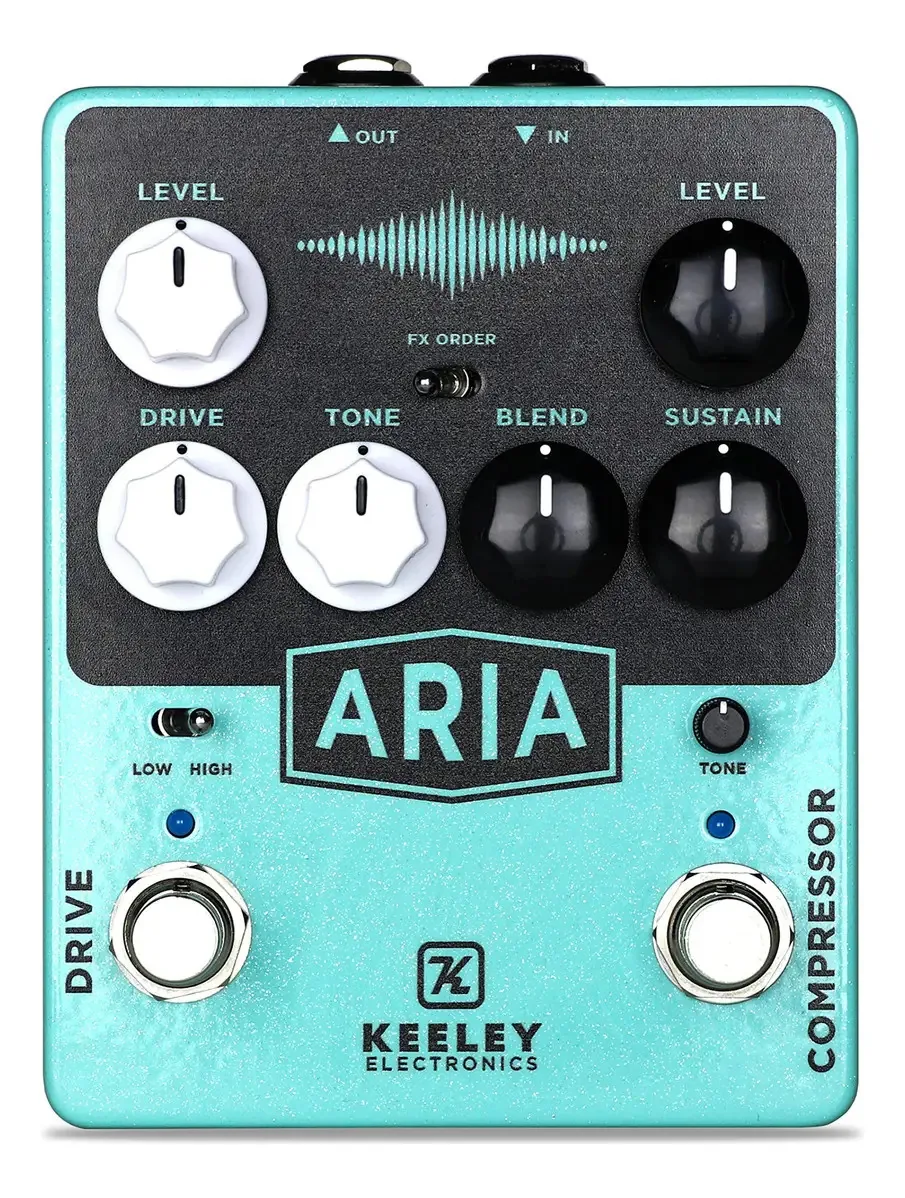 Compressor Keeley Aria e pedal Overdrive, cor azul