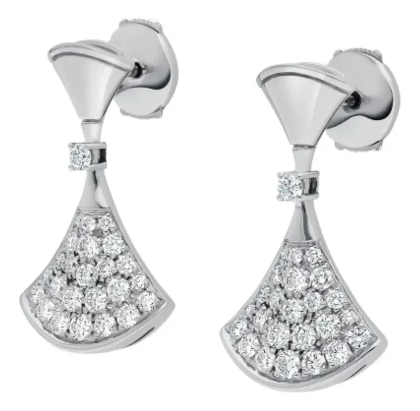 Brincos pendentes Bulgari Diamond em forma de leque, Pl