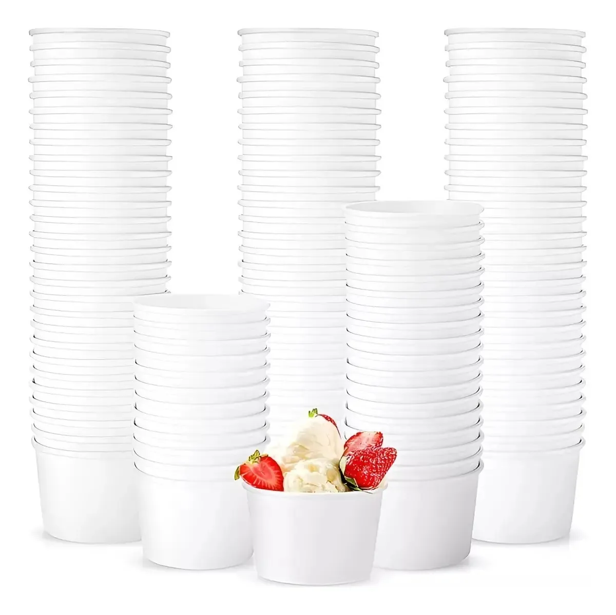 50 copos de polipapel, pote de sorvete, copos de sorvete descartáveis de 6 onças, copos descartáveis de papel poliéster, copos de sobremesa, papel poliéster descartável, pasteleriacl