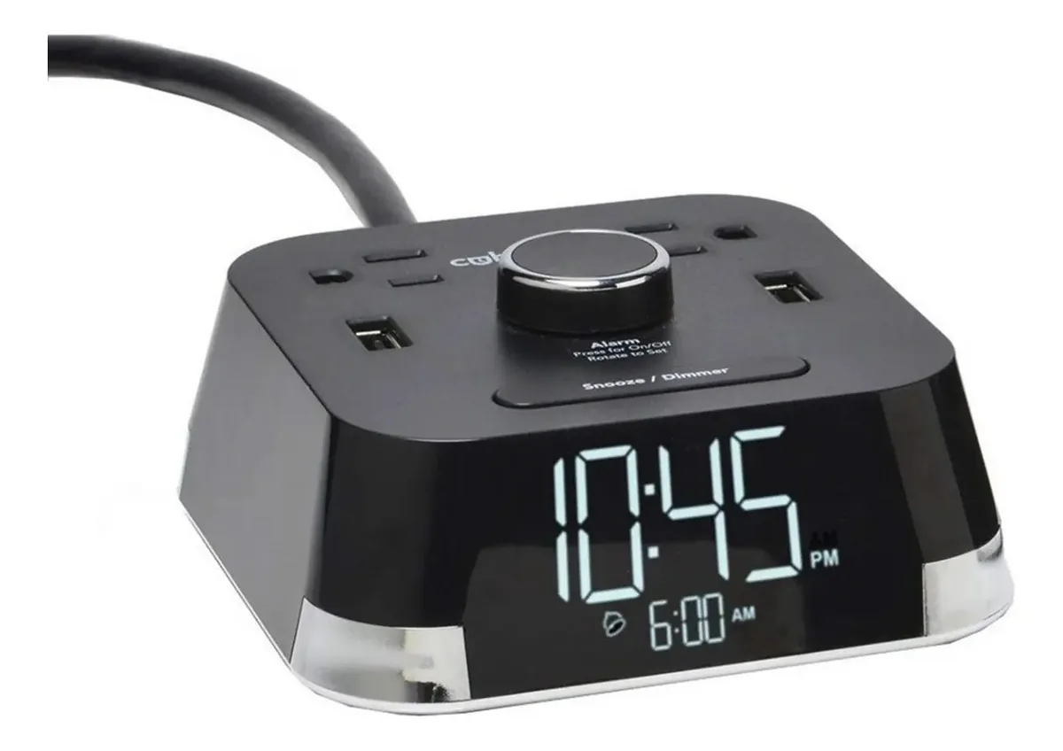 Despertador Cubietime Black Watch, 2 portas USB, 2 cargas