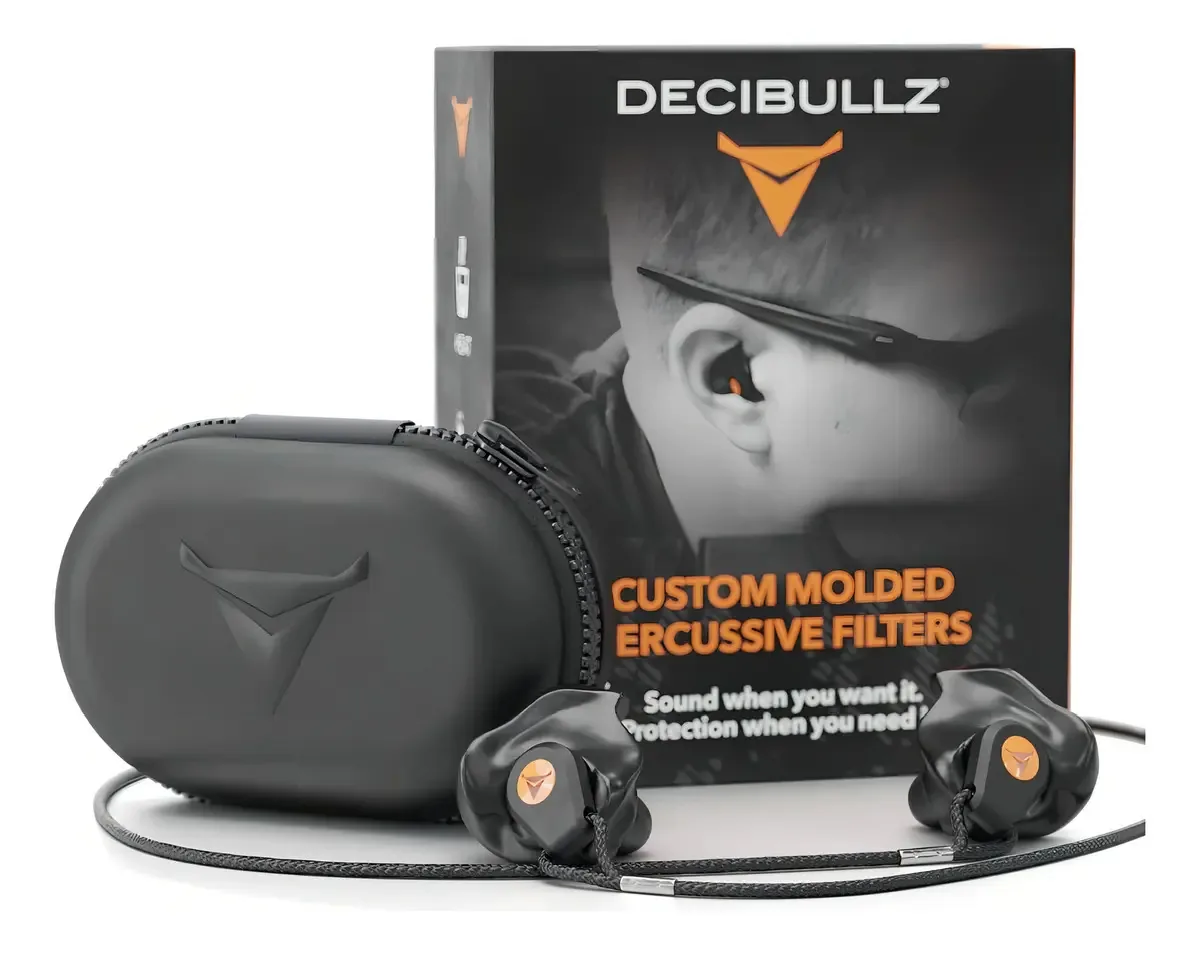 Protetor Auditivo Decibullz Plog Preto Tiro Esportivo 31 dB Kit Premium