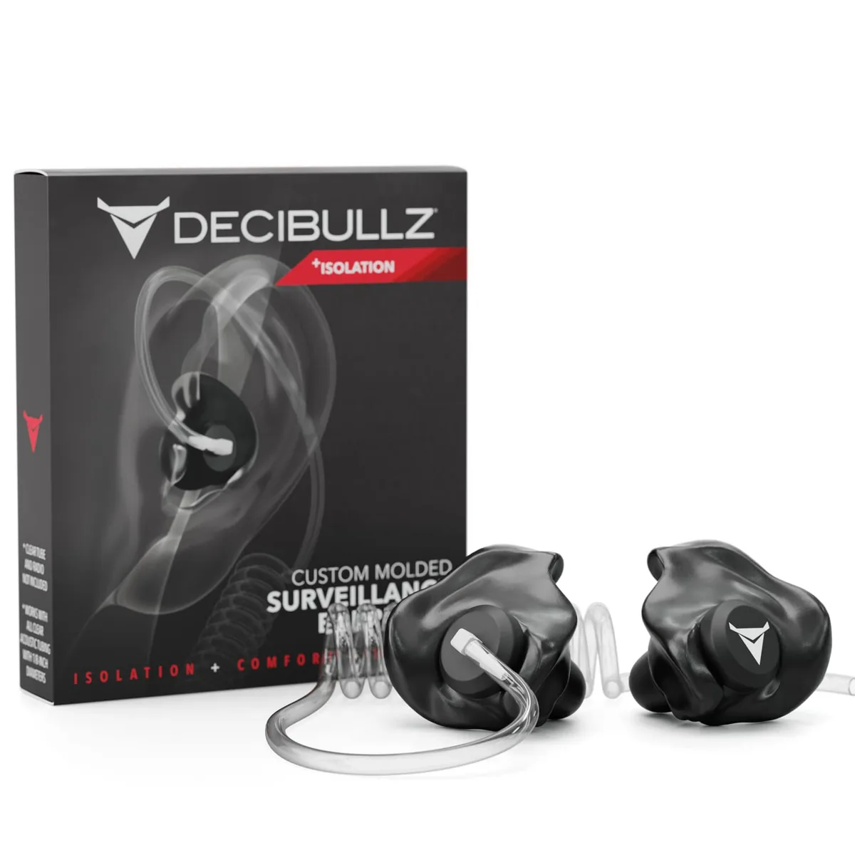 Decibullz - Adaptadores de Rádio de Segurança Moldados Sob Medida, Protetores Auriculares Termoajustáveis Projetados para Tubos Acústicos Claros de Rádios