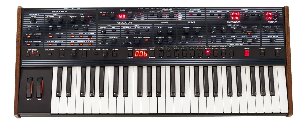 Sintetizador Analógico Polifônico Sequential OB-6 Keyboard com Arpejador e Sequenciador