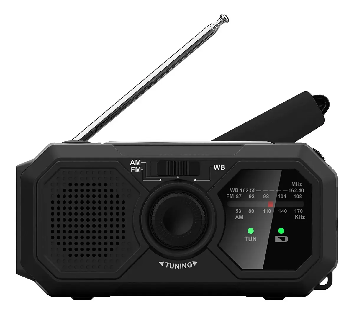 Rádio de emergência Kaito V5 - Painel solar e manivela - Lanterna LED - Rádio meteorológico Voyager Mini Noaa - Bateria de rádio AM/FM recarregável (preta)