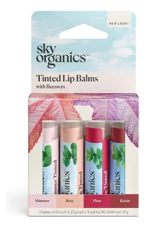 Bálsamo De Lábios Colorido Sky Organics, Pacote Variado