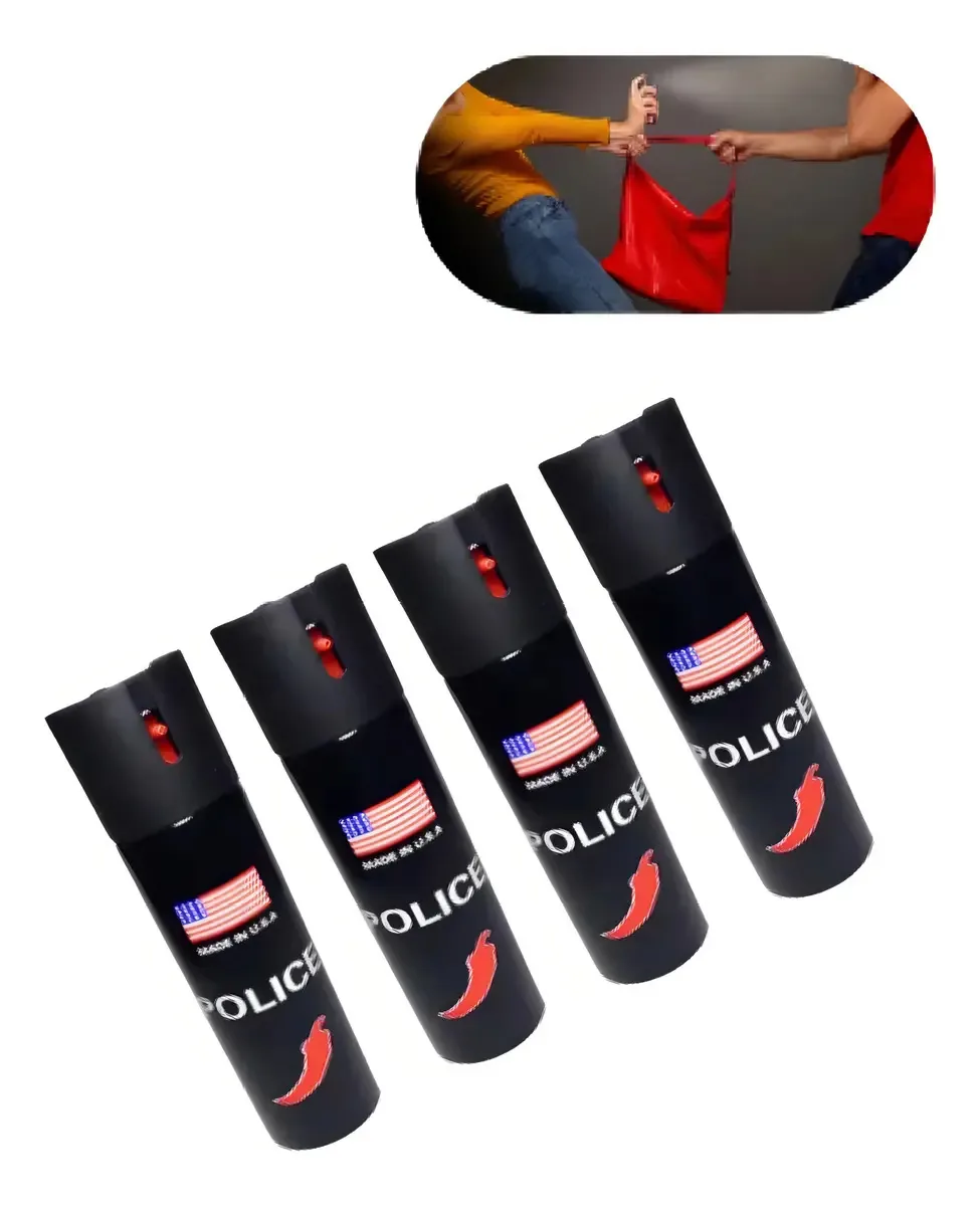 Pacote de spray pessoal Pepper Gas 60 ml Aerosol Defense x 4 cores: preto