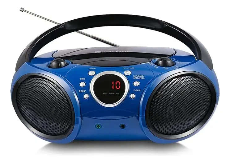 Boombox Portátil Singing Wood com Bluetooth e Rádio AM/FM