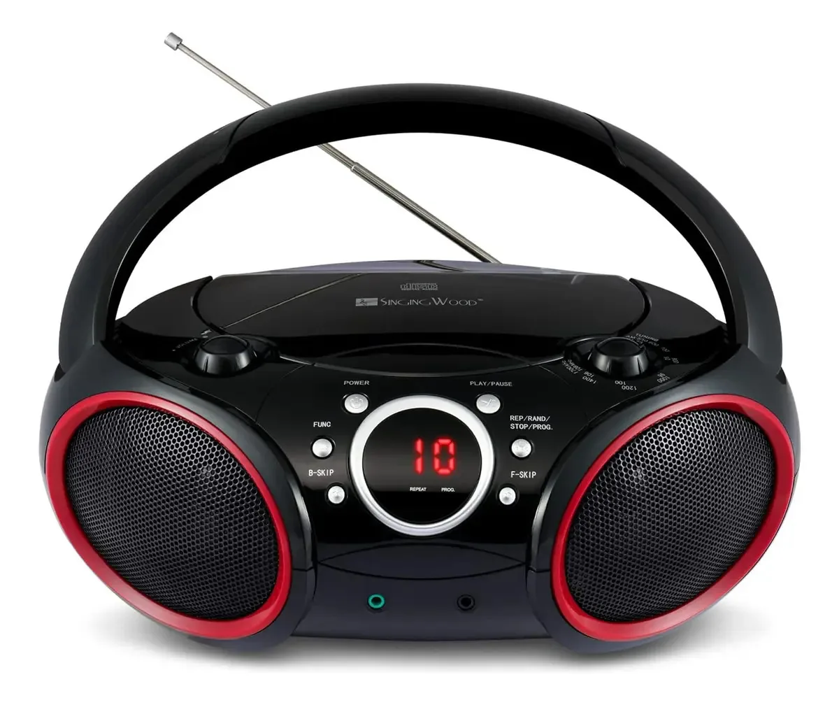 Leitor de CD portátil Singing Wood 030c Boombox Radio