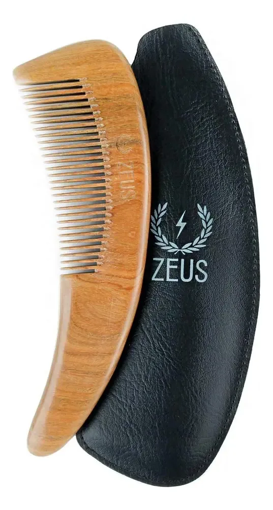 Zeus Pente Boomerang De Sândalo Com Capa, Barba De Madeira Cu