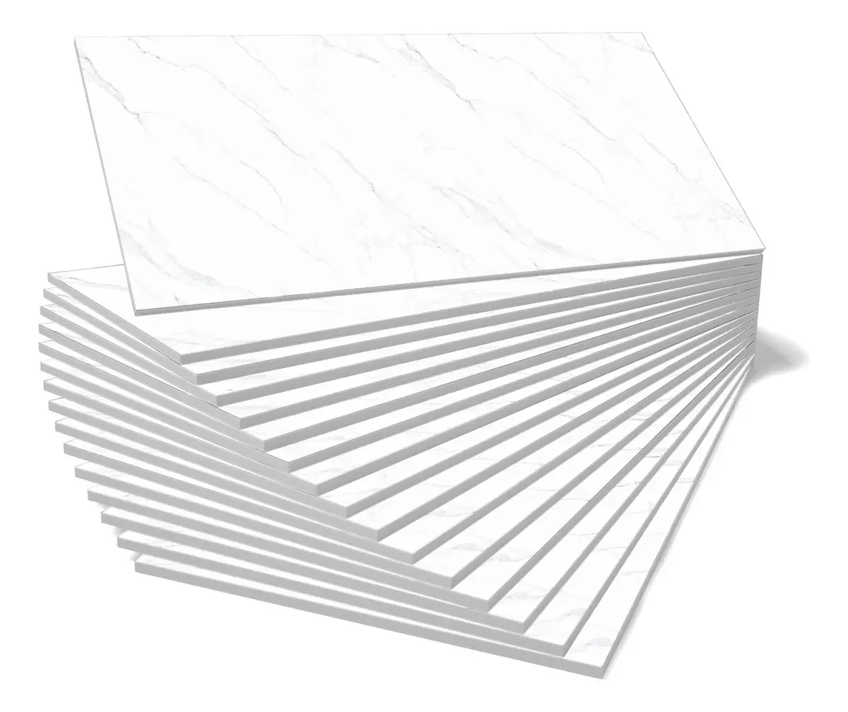 Painéis de parede decorativos 3D autoadesivos Kixtla 30* 60 cm, 20 unidades brancas