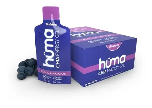 Gel energético de cranberry Huma Chia (caixa/24 géis)