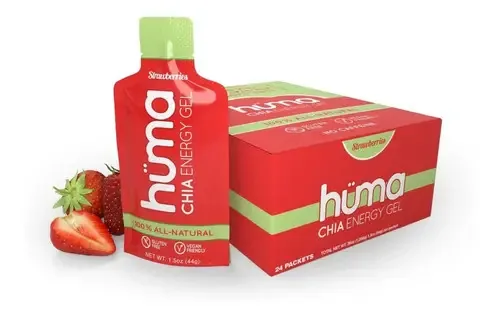Gel energético de morangos Huma Chia (caixa/24 géis)