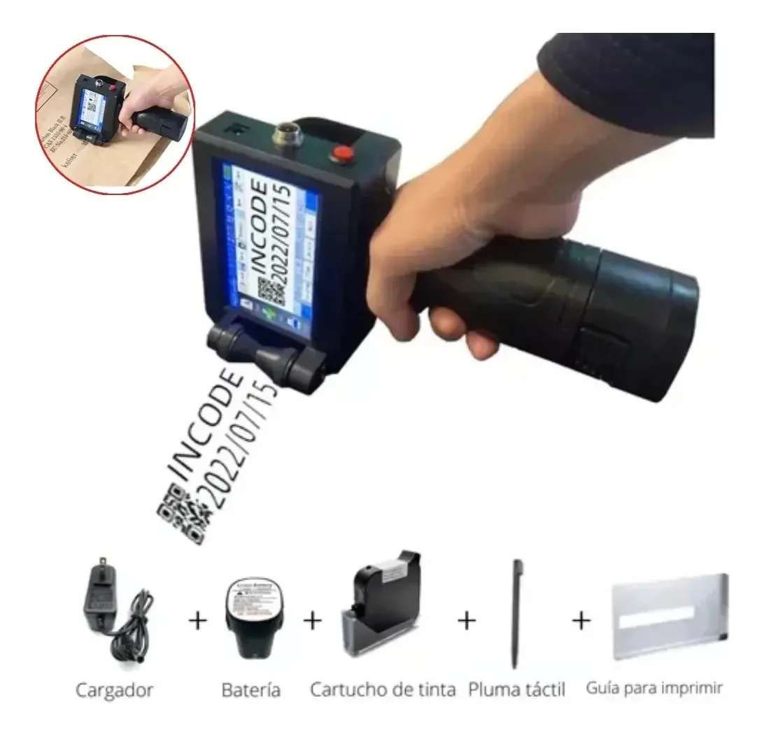 Impressora manual Inkjet Lotter Coder, gerador Qr, impressora portátil, data de validade, logotipo a jato de tinta, 1 conjunto