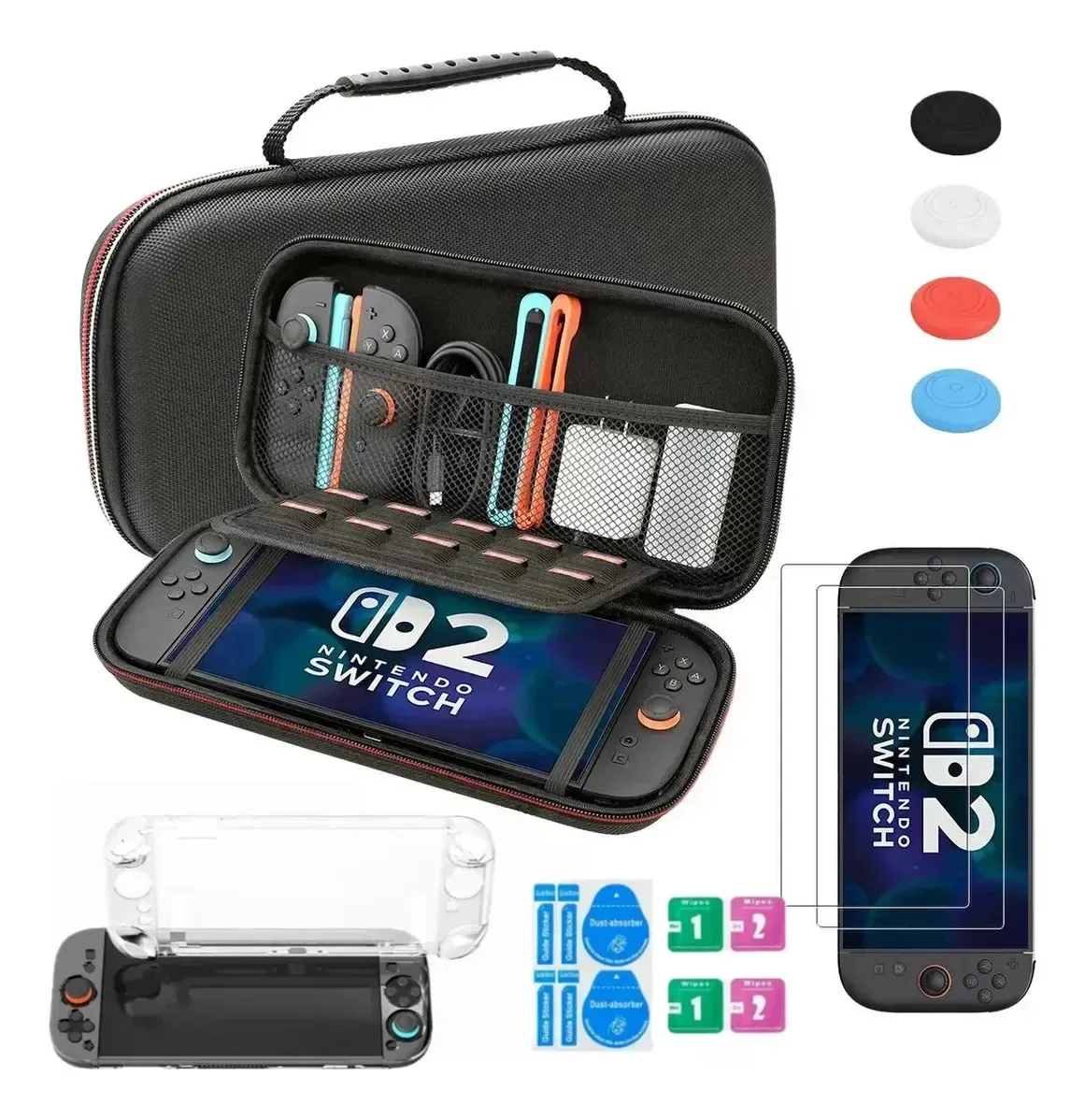 Kit Para Nintendo Switch 2 Case + Acrilico + Película + Grip Acessórios Para Bolsa Nintendo Switch Grip Switch 2