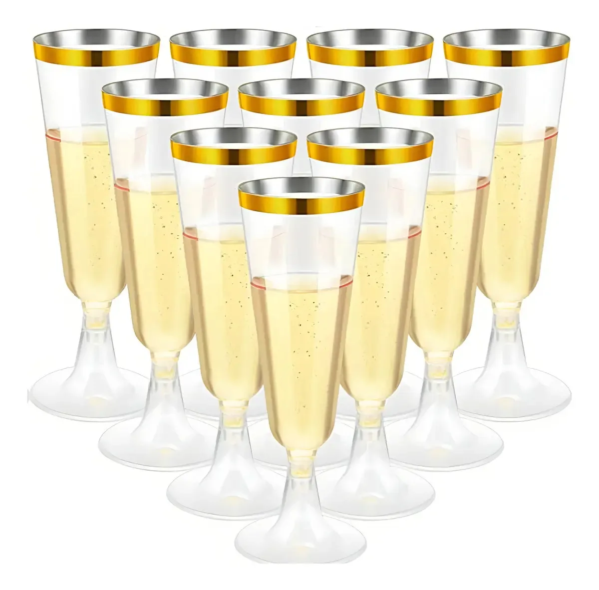 Copos de vinho tinto descartáveis para coquetéis, 50 peças, cor dourada