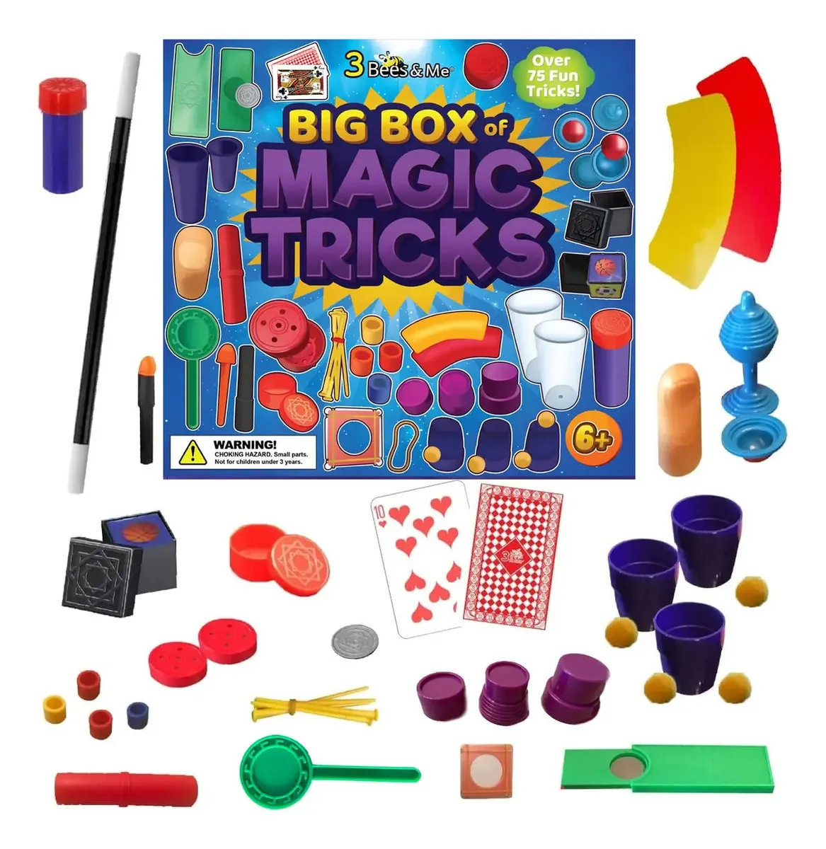 3 jogos mágicos de luxo Bees & Me com varinha de brinquedo e 75 truques de mágica para crianças com mais de 6 anos 7 8 9 10 11