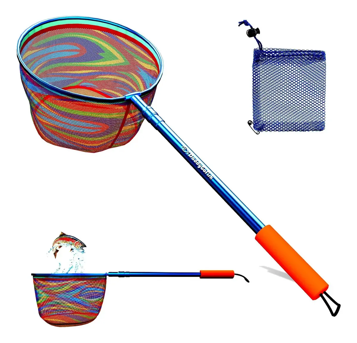 Daddygofish Rede de Pesca para Crianças Bolsa de Pesca Telescópica Ultraligeira para Capturar Alevins, Rãs, Grilos, Borboletas, na Água, Praia, Lago, Lagoa, para Meninos e Meninas - Azul