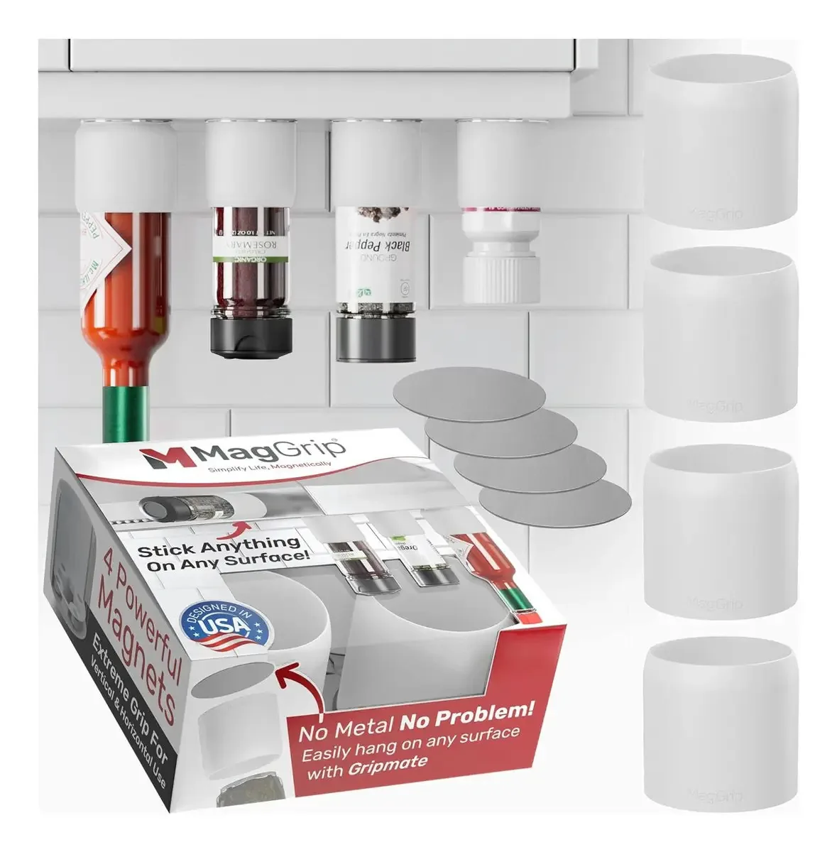 Maggrip 4pk Grip De Frascos De Especiarias Magnéticas, Organ