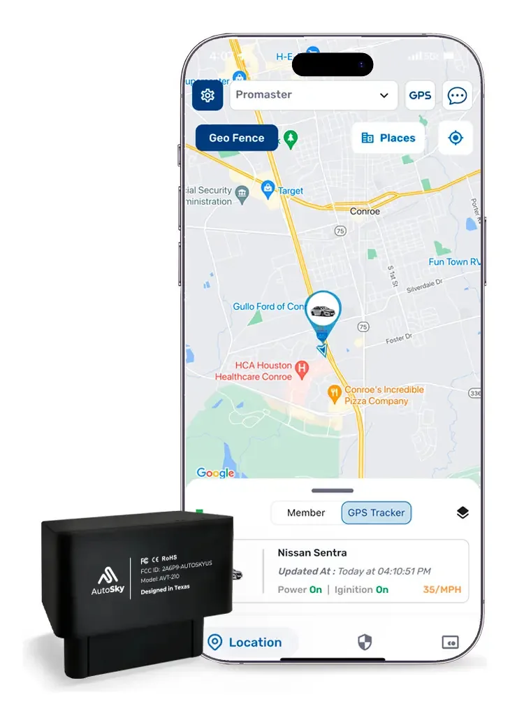 Modelo de rastreador GPS para veículos Autosky: Avt-210 Obd2 Cor preta