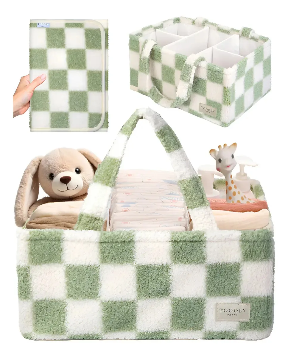 Peso do organizador de fraldas Toodly TDCCheckGreen 0 mg bege/branco