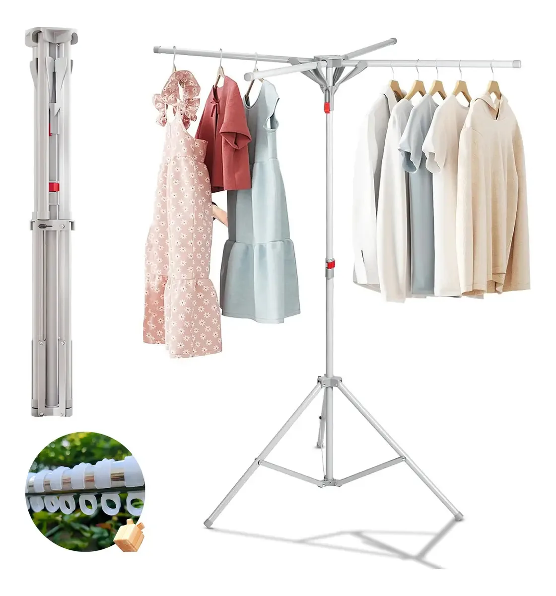 Rack de roupas dobrável Rack de roupas telescópico Rack de roupas triangular