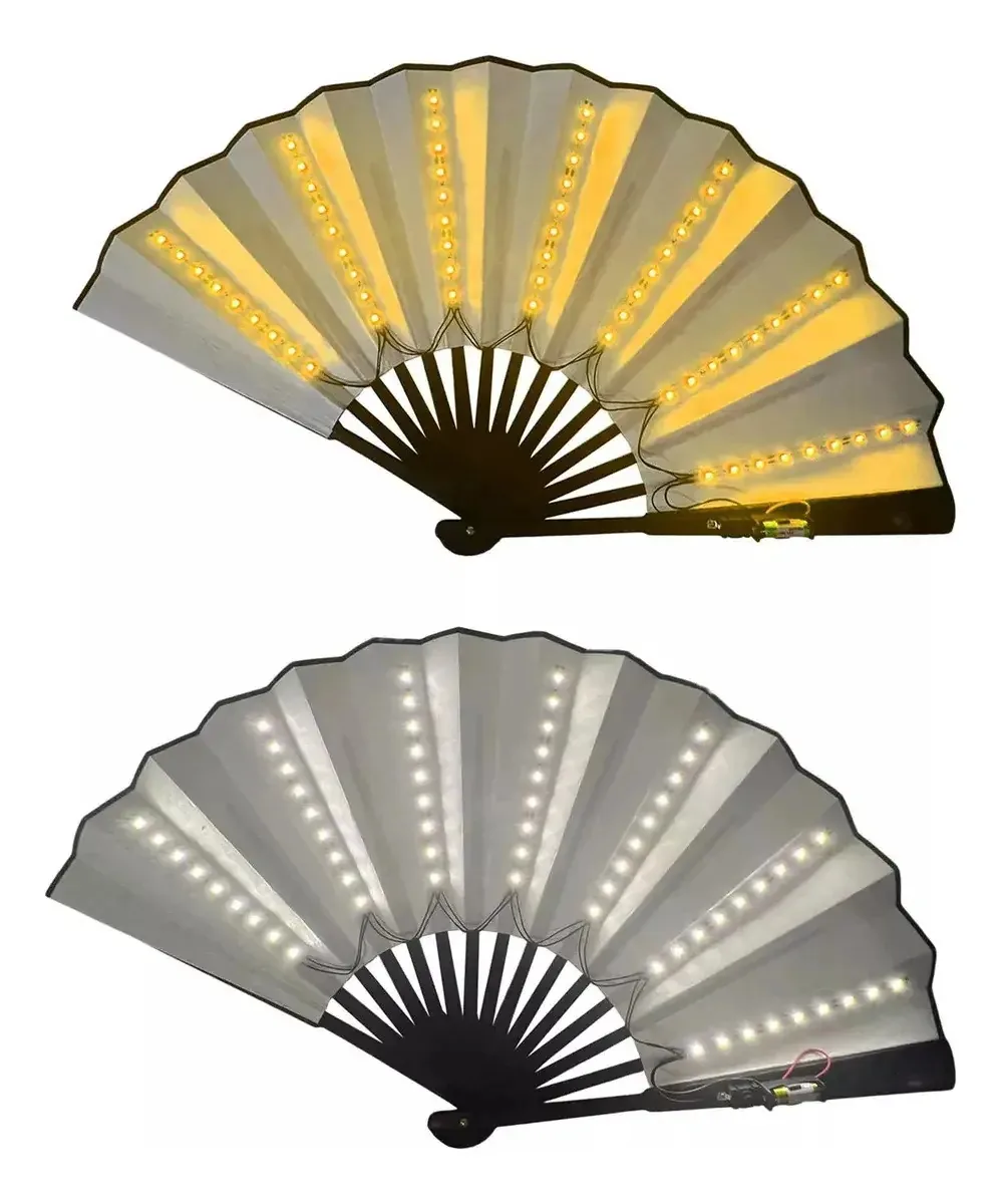 2 ventiladores de mão dobráveis com luz LED e ventilador portátil