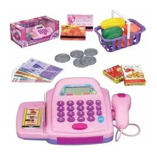 Caixa Registradora Infantil Rosa Claro Com Luz E Som
