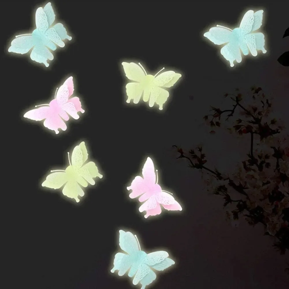 Adesivos de parede Butterflies Neon Phosphorescent Glow Night Blue