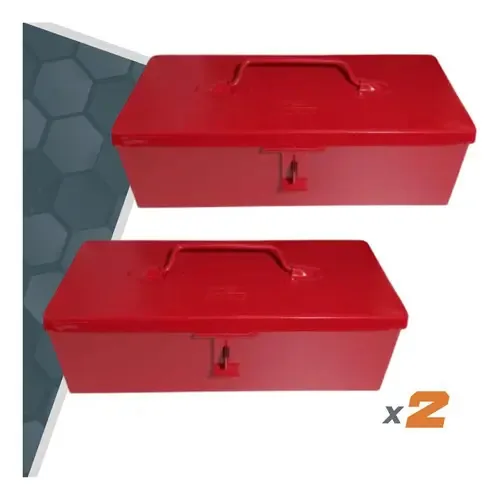 Kit 2x Caixa Ferramentas Aço Fercar Baú N2 40 Cm Vermelha