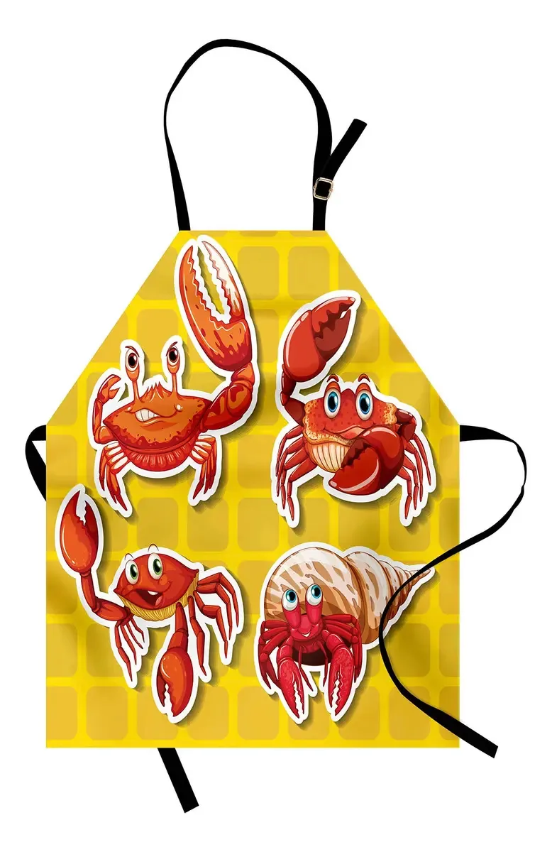 Aventais multicoloridos com impressão digital Ambesonne, Amari. Cor amarelo/laranja