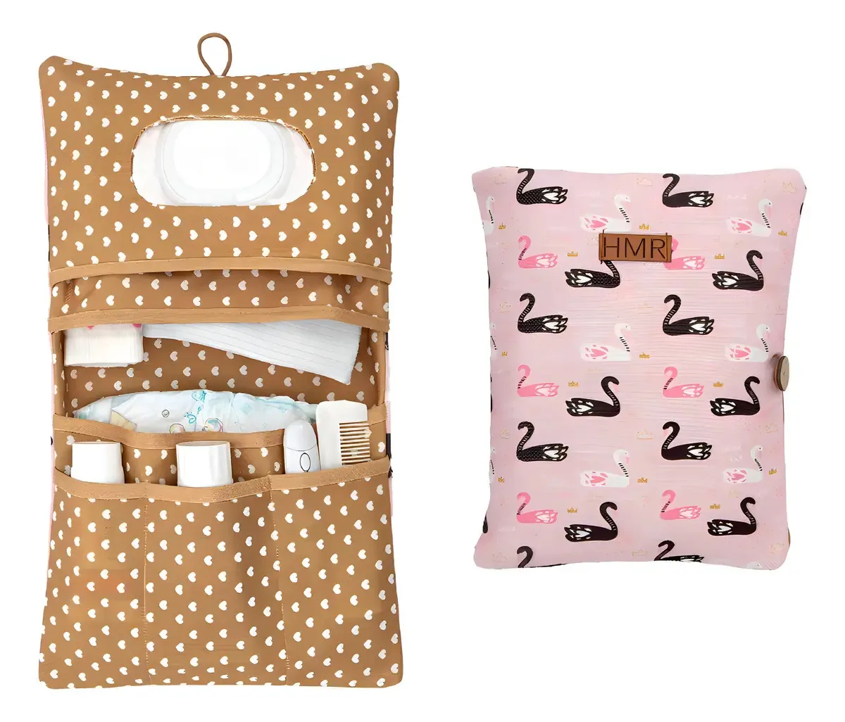 Mini bolsa organizadora de fraldas dobrável em cor C para bebê