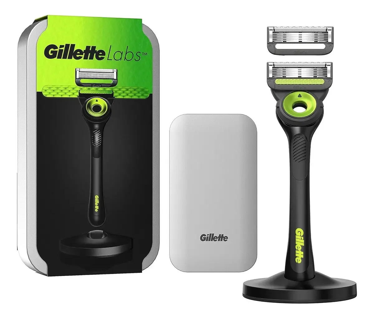 Aparelho De Barbear Gillette Labs 2 Lâminas + Case+ Base Mag