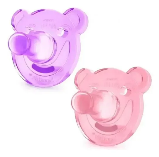 Kit Chupeta Soothie Avent Meninas Roxo E Rosa 0 3 Meses 2 Unidades