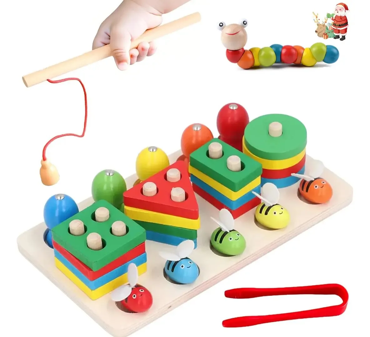Brinquedos de classificação e empilhamento, jogo de pesca Mader
