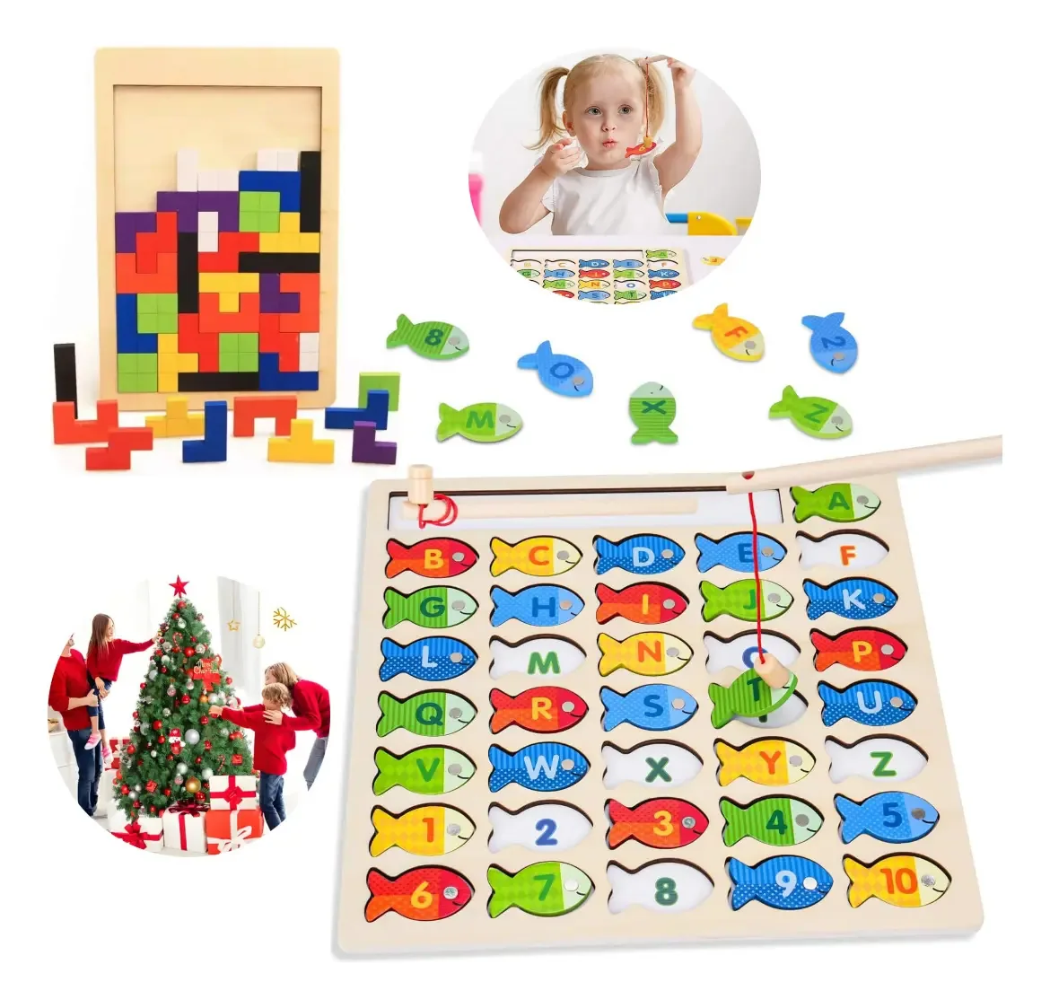 Brinquedo Montessori para crianças, brinquedos magnéticos de pesca