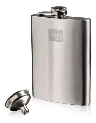 Frasco de quadril Vacu Vin e frasco de funil. Frasco de quadril e funil de aço inoxidável coloridos