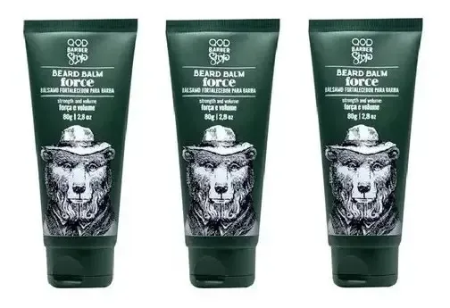 3 Bálsamos Fortalecedores De Barba Beard Balm Force 80g Fragrância Cítrica