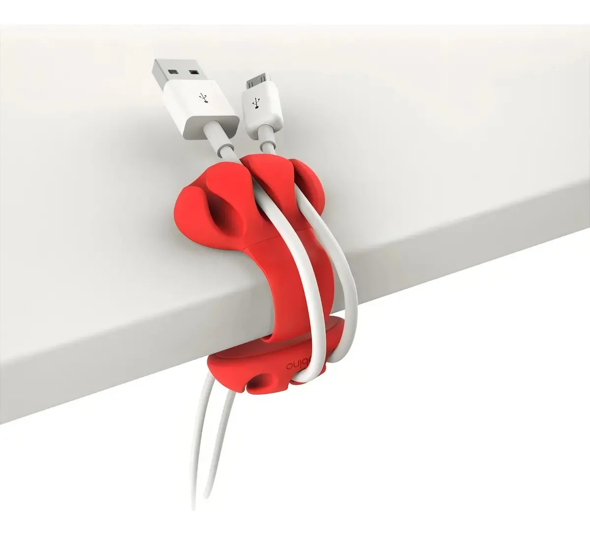 Organizador De Cabos E Fios Usb Clip De Mesa Vermelho Bobino